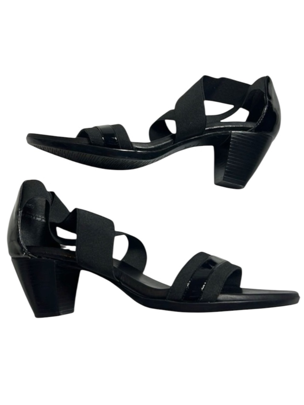 Munro Black Crisscross Block Heel Sandals Comfort Shoes 8.5N NWOB